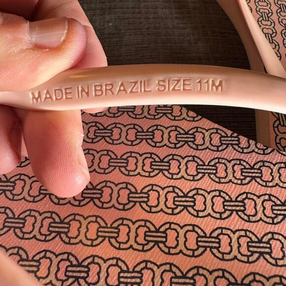 Tory Burch Pink Logo flip flops beach pool shower shoes Sz 11 - Picture 3 of 7